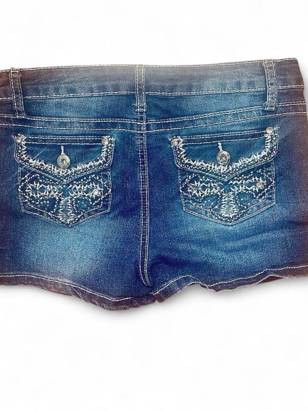 Y2K Embellished Rhinestone Flap Pocket Denim